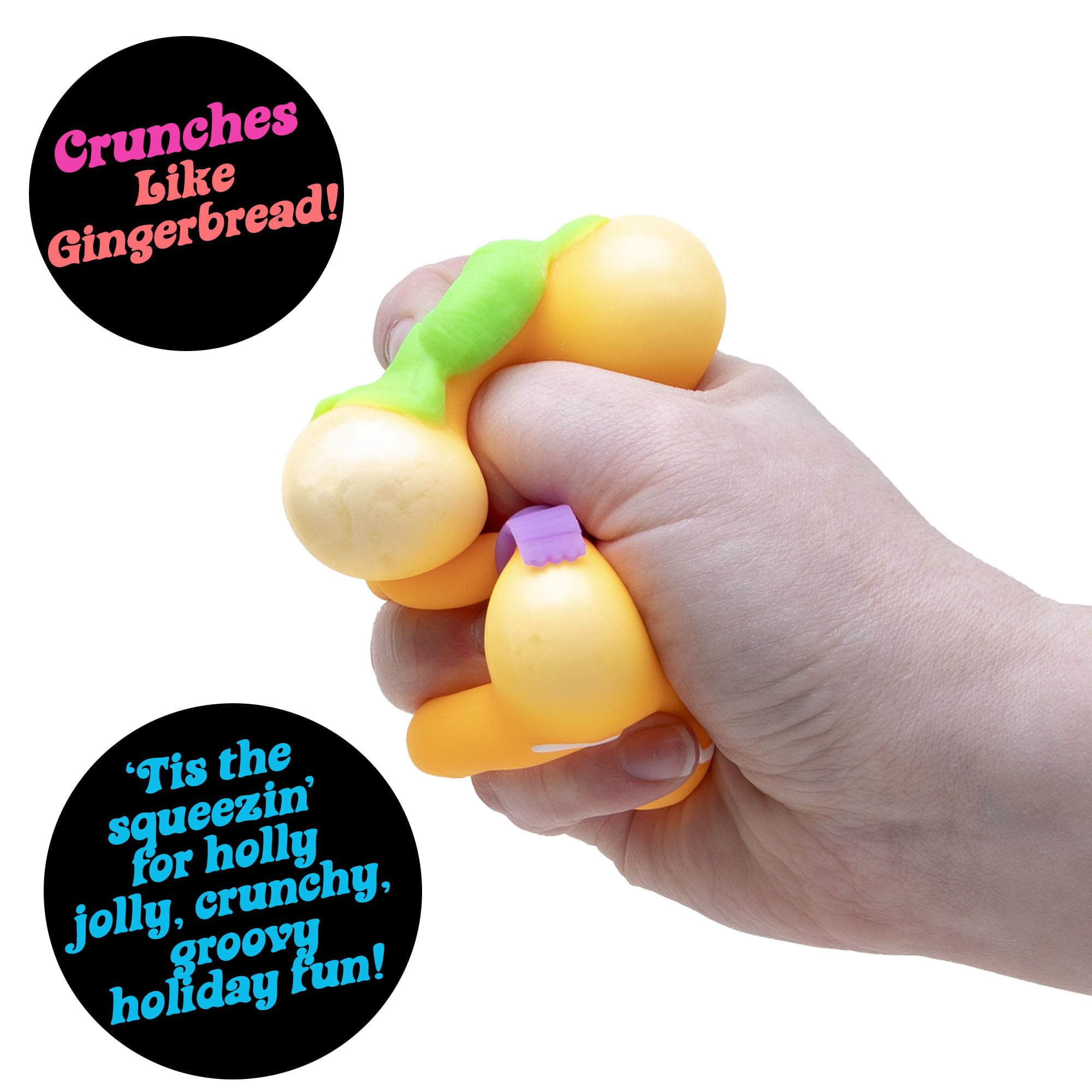 Schylling NeeDoh Squishmas Ginger Glowman - Christmas Squeeze Toy - Satisfying Snow-Like Crunch - 3.5" Tall - Color May Vary (Pack of 1)