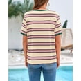 thumbnail image 3 of BTFBM Summer Tops for Women Crewneck Short Sleeve Striped T Shirts Casual Spring Clothes Color Block Basic Tee Blouses, 3 of 7