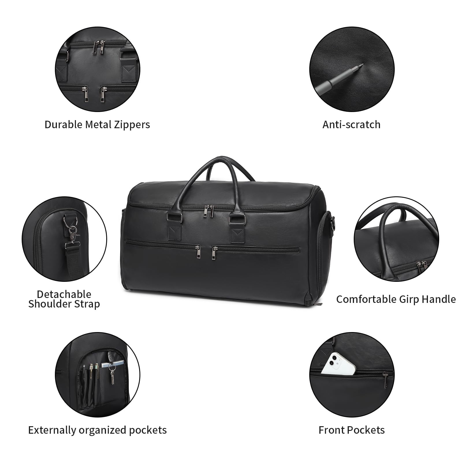 Carry On Garment Bag for Travel, Convertible Travel Garment Bag for Men Women, 2 in 1 Hanging Suitcase Suit Business Travel Bag