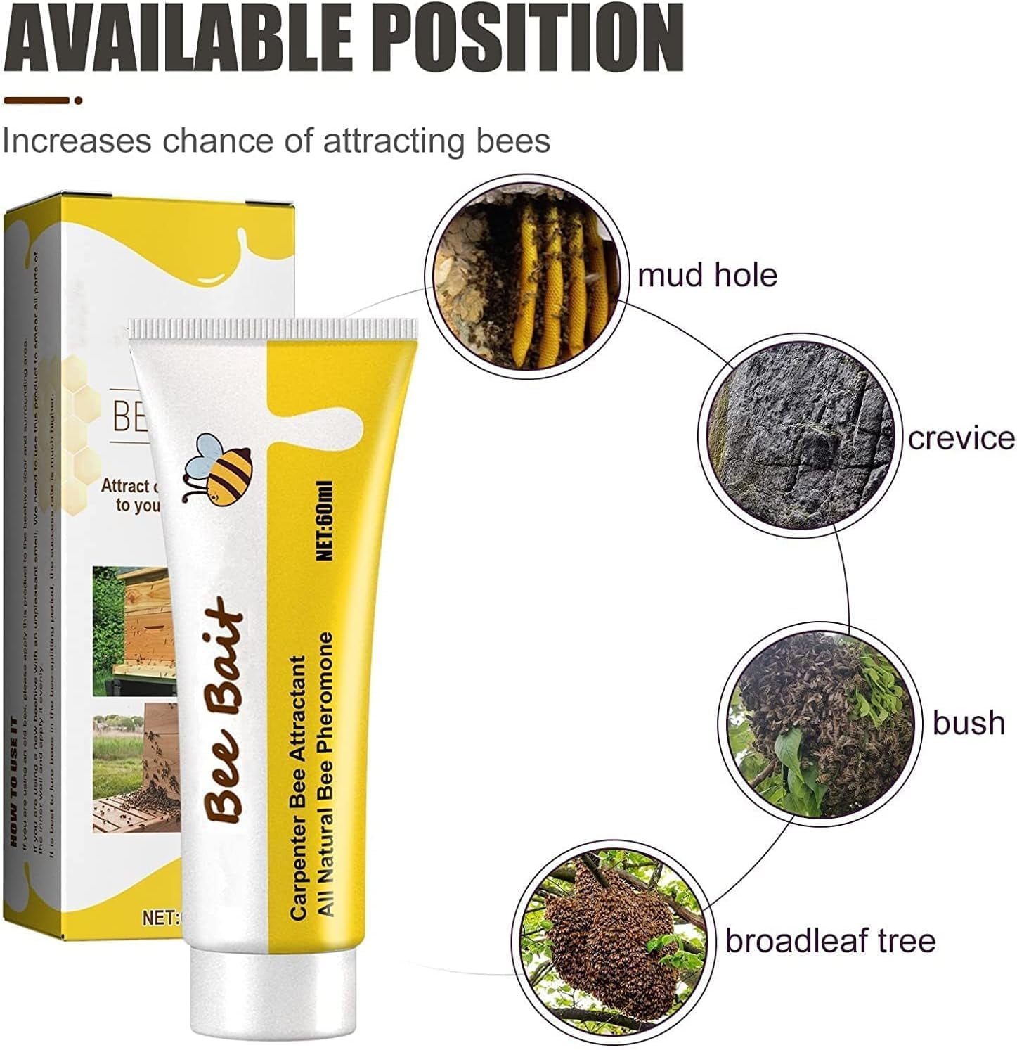 Banzch Carpenter Bee Trap Lure, Bee Bait Lure Attractant For Bee Hives,Carpenter Bee Traps For Outside For Bee Traps Outdoors Hanging,60Ml (3Pack)