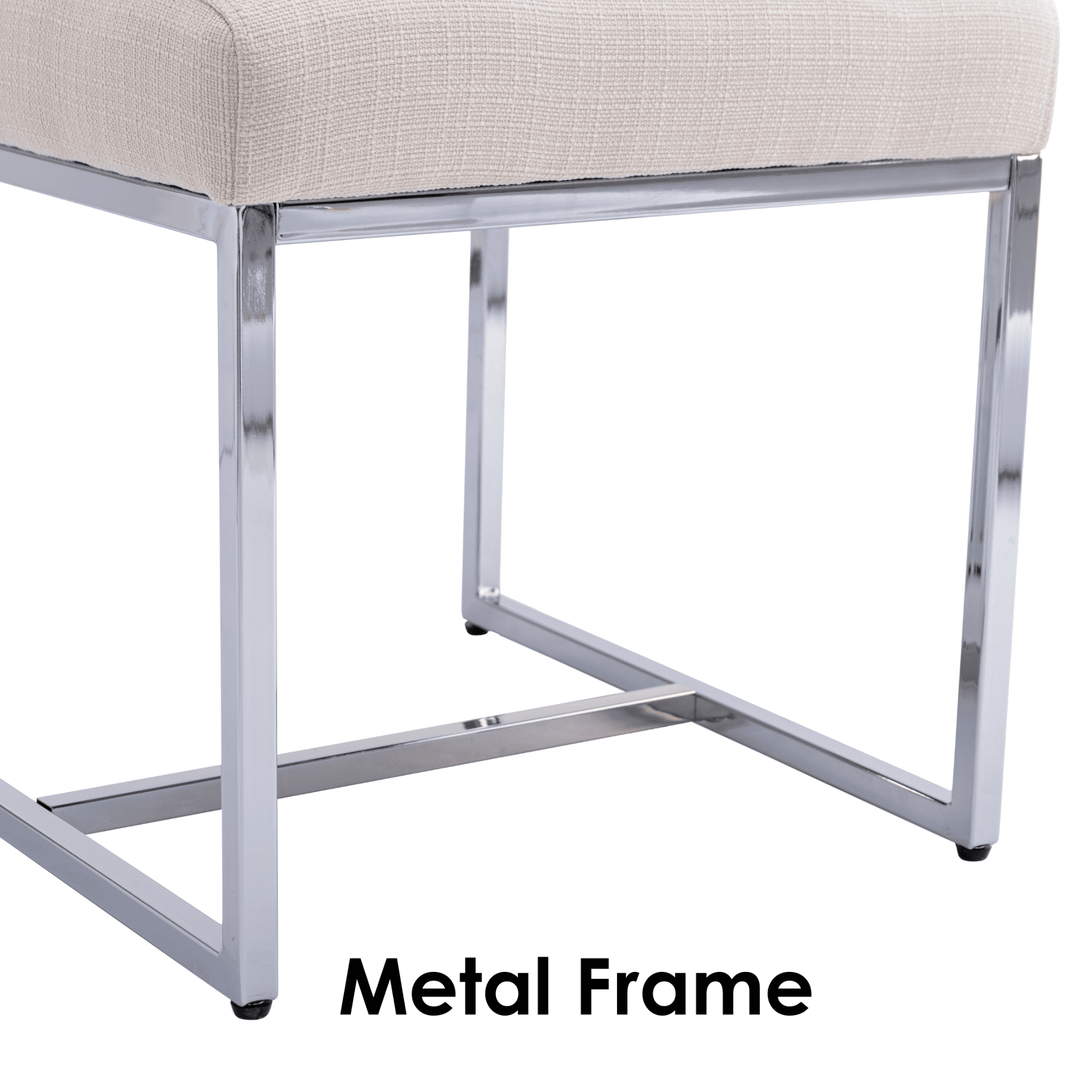 Dayalane Mid Century Modern Dining Chairs Set of 6, Beige Linen Upholstered Kitchen & Dining Room Chairs with Chrome Metal Frame, Armless Side Chairs for Living Room