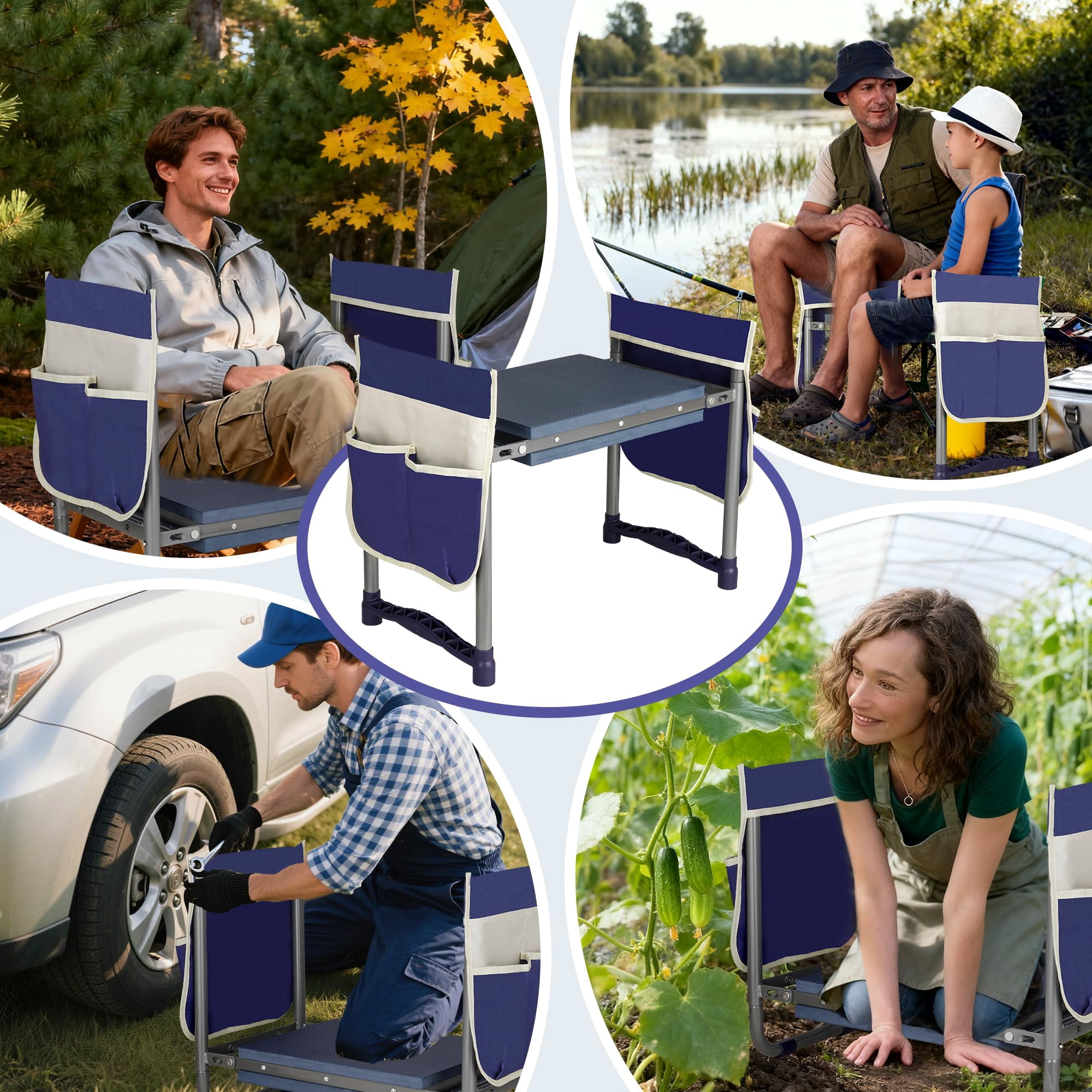 Garden Kneeler And Seat Foldable Stool 10.8" Wider Heavy Duty 2-in-1 Kneeling Pad Bench Gardening Gifts For Women Men Seniors Grandparents