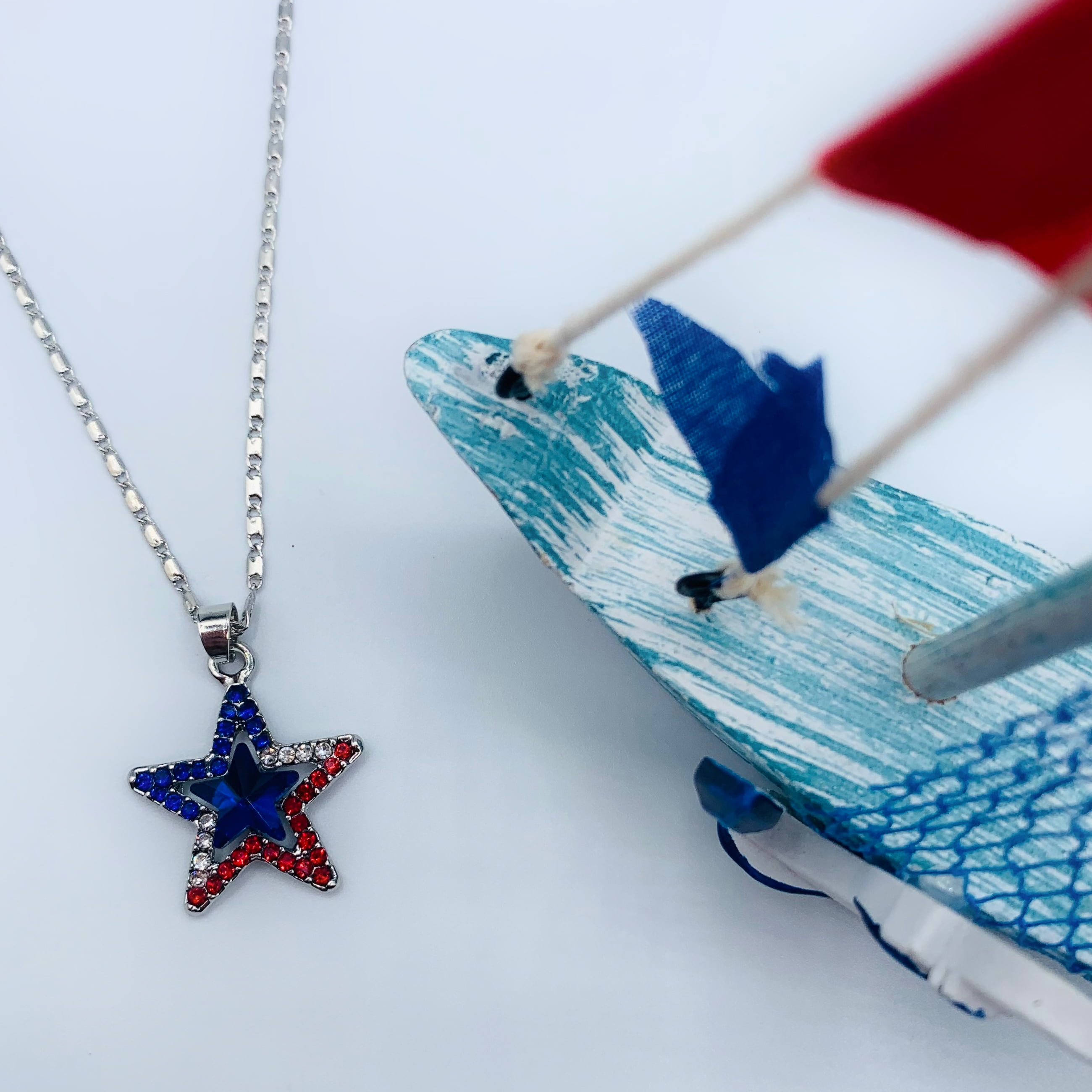 12 Pack Patriotic Beaded Necklaces - Red, Silver & Blue 4th Of July Party Favors & Parade Accessories