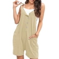 thumbnail image 2 of Button Down Rompers for Women Casual Shorts Trendy Vacation Loose Sleeveless Beach Romper Jumpsuits with Pockets, 2 of 8