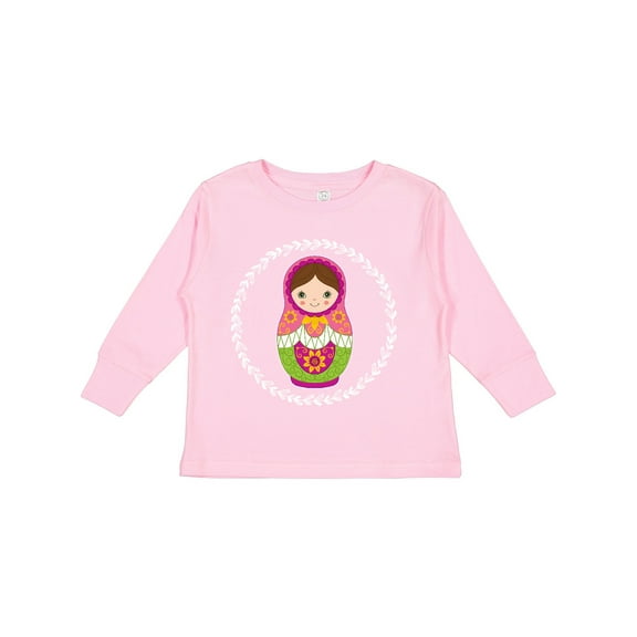 Inktastic Matryoshka Russian Cute Pink Nesting Doll Girls Long Sleeve Toddler T-Shirt