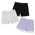 thumbnail image 3 of YONGHS Kids Girls 3 Pack Bike Shorts Solid Color Dance Gym Yoga Sports Bike Shorts White&Purple&Black 5-6, 3 of 5