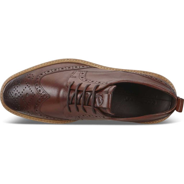 Men's ECCO ST.1 Hybrid Brogue Oxford Cognac Leather 45 M - Walmart.com