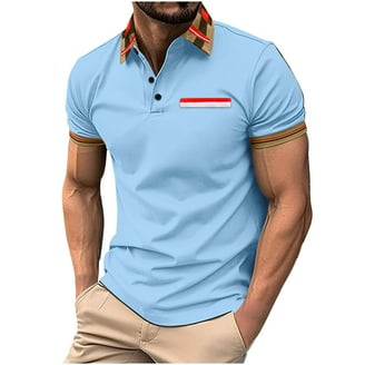 ZCFZJW Polo Shirts for Men Casual Striped Print Summer Short
