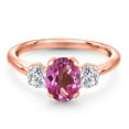 thumbnail image 3 of Gem Stone King 1.84 Ct Pink Mystic Topaz G/H Lab Grown Diamond 18K Rose Gold Plated Silver Ring, 3 of 6