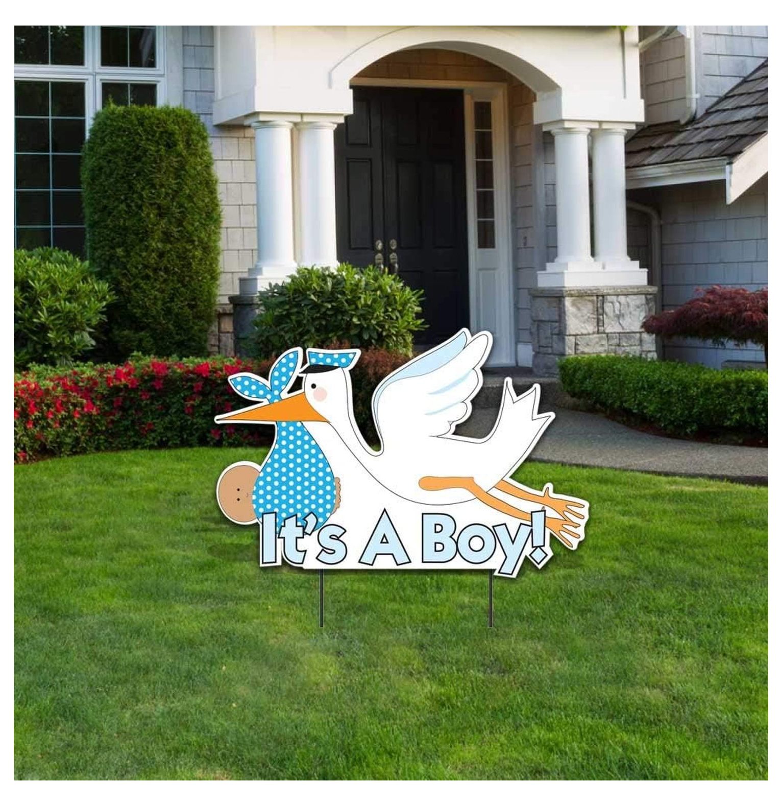 It's a Boy Yard Sign - Stork Lawn Decorations for Baby Announcement, Outdoor Gender Reveal, Medium Skin Tone, 20x31.5 Inch, Waterproof & Durable
