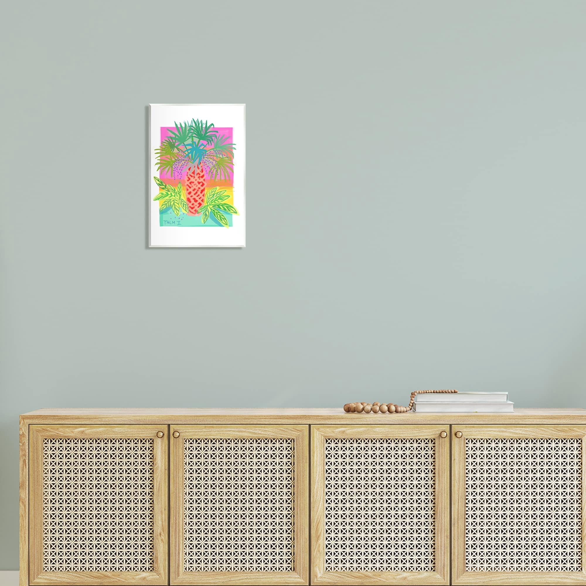 Stupell Industries Neon Palm Tree Botanicals Tropical Coastal Leaves Graphic Art Unframed Art Print Wall Art, Design by unknown