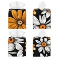 thumbnail image 2 of Fotbe Yellow White Daisy Pattern Porta Pañuelos Decorativo de Cuero, Caja Cuadrada Moderna para Pañuelos Faciales, Organizador y Dispensador 5x5x5'', 2 of 7