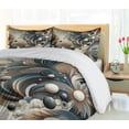 thumbnail image 5 of Ambesonne Abstract Duvet Cover Set, Surreal Swirling Posh Art, Queen, Dark Slate Blue and Tan, 5 of 6