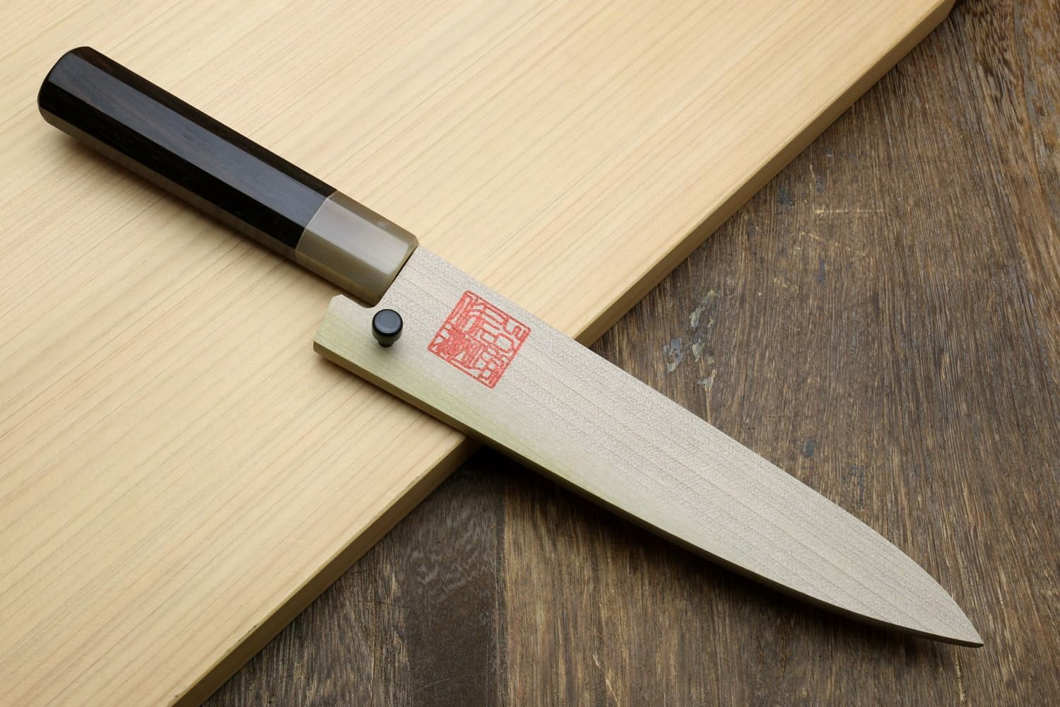 Yoshihiro Kurouchi Stainless Clad High Performance SLD Japanese Petty Utility Knife Ebony Handle (5.3"(135mm) & Saya)