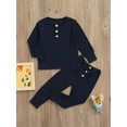 thumbnail image 3 of xiaxaixu Kids Nightwear, Solid Color Round Neck Long Sleeve Tops+ Long Pants, 3 of 8