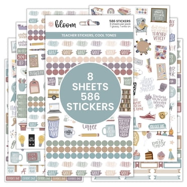 bloom daily planners Planner Stickers, Teacher Pack, Cool Tones