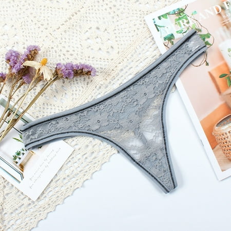 

Pxiakgy lingerie for women Women s Interest Hollowed Out Temptation Perspective Low Waist Cotton Crotch Underwear Grey + S