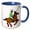 Blue/White, variant on 3drose, Polo Player Rides Polo Pony, 11oz Two-tone Black Mug