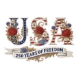 thumbnail image 5 of USA 250th Anniversary Patchwork Tee Short Sleeve Printed Crew Neck Loose Fit Blue XXXXXL, 5 of 5