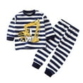 thumbnail image 2 of RXIRUCGD Mode Filles et Garçons Ensembles Décontractés à Manches Longues Col Rond Col Bouton Pantalon Long Imprimé ( Bleu Foncé, Taille : 2 Ans ), 2 of 3