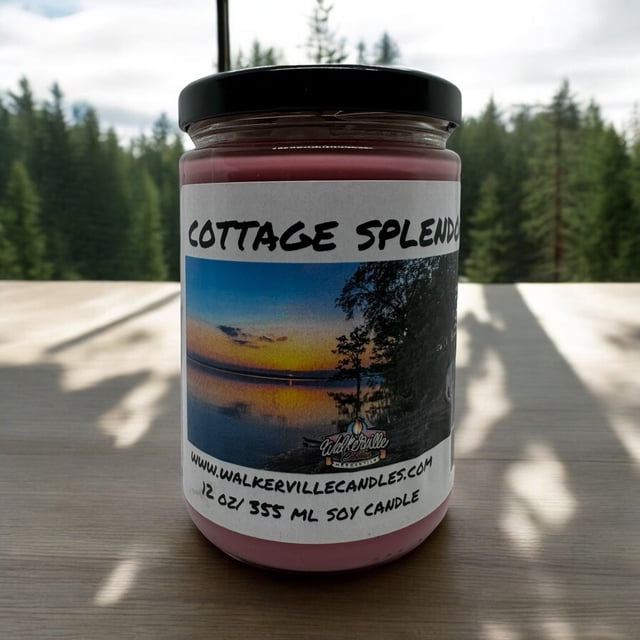 Cottage Splendor Vegan Coconut Soy 12 oz/ 355 ml Candle Hand-poured, Eco-friendly, Clean Burning, Woodsy/ Clean Fruity Wood Wick