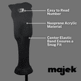 thumbnail image 4 of Majek All Hybrid Golf Club Black Headcover Set 3-PW. Neoprene Acrylic Head Covers 3 4 5 6 7 8 9 PW, 4 of 7