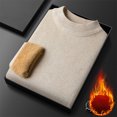 thumbnail image 5 of ZCFZJW Mens Fashion Winter Thermal Fleece Shirts Casual Striped Knit Long Sleeve Crewneck Pullover Sweater Tops Trendy Slim Fit Basic Athletic Workout Sweatshirts Khaki XXXL, 5 of 6