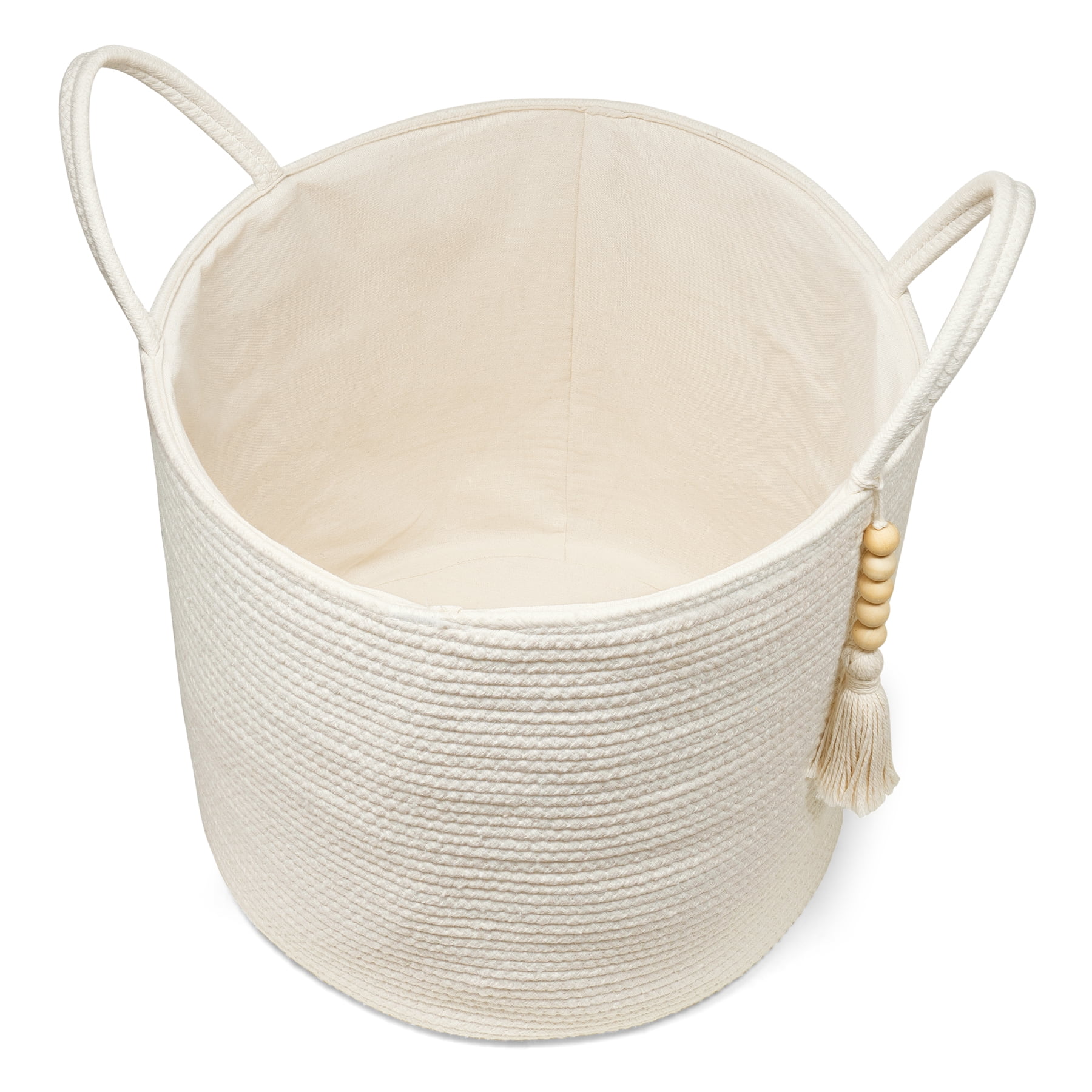 Mkono Woven Cotton Rope Storage Basket, Handles