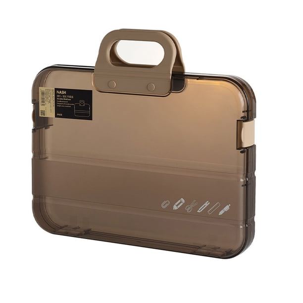 Methold Archivador portátil transparente para carpetas A4, ideal para organizar documentos en cualquier lugar. Carpetas de archivos café