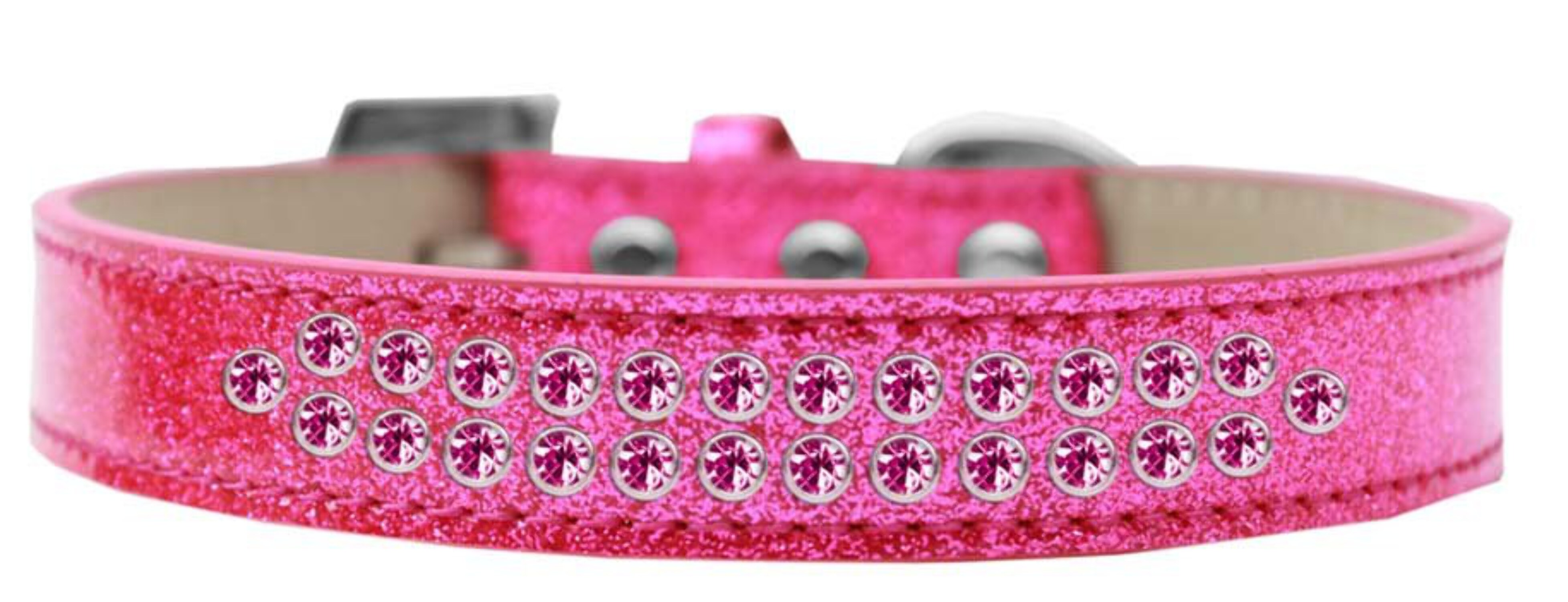 Mirage Pet Two Row Bright Pink Crystal Size 16 Emerald Green Ice Cream Dog Collar - image 3 of 5