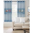 thumbnail image 2 of Coastal Blue Striped Blackout Curtains 84 Inches Long, Ocean Sea Summer Starfish Coral Shells Thermal Insulated Black Out Curtains, Darkening Window Curtain for Bedroom Living Room 52"x84" 2 Panels, 2 of 9
