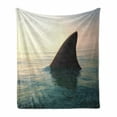 thumbnail image 1 of Fishing Theme Soft Flannel Fleece Throw Blanket, Marine Landscape with Shark Fin Above Ocean Water Natural View on the Sea, Cozy Plush for Indoor and Outdoor Use, 70" x 90", Multicolor, by Ambesonne, 1 of 6