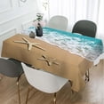 thumbnail image 2 of Tablecloth Summer Beach Table Cloth Rectangle Table 60 x 84 Inch Sea Wave Starfish on Sand Kitchen Decorations for Home Dinner Party, 2 of 5