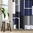 thumbnail image 2 of Blue Shower Curtain Set with Hooks Blue and White Shower Curtains for Bathroom Slub Fabric Grey Shower Curtain Geometric Bath Curtains Decorative Gray Shower Curtain Water Repellent, 72x72 Dark Blue, 2 of 6