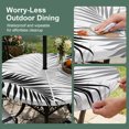 thumbnail image 5 of Round Outdoor Tablecloth with Umbrella Hole and Zipper, Summer Palm Leaves Tablecloth with Elastic Waterproof, Modern Botanical Fern Plants Black Gray Patio Table Covers for 36" - 44" Pool Tables, 5 of 9