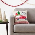 thumbnail image 2 of Violet Linen Christmas Ornaments Modern Pattern, Polyester Burlap Fabric, Applique Print Felt Design, Car, 18 Inch x 18 Inch, Decorative Throw Pillow Cover, 2 of 6
