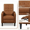 thumbnail image 6 of Faux Leather Recliner Sofa Modern Adjustable Back & Footrest Living Room Brown, 6 of 12