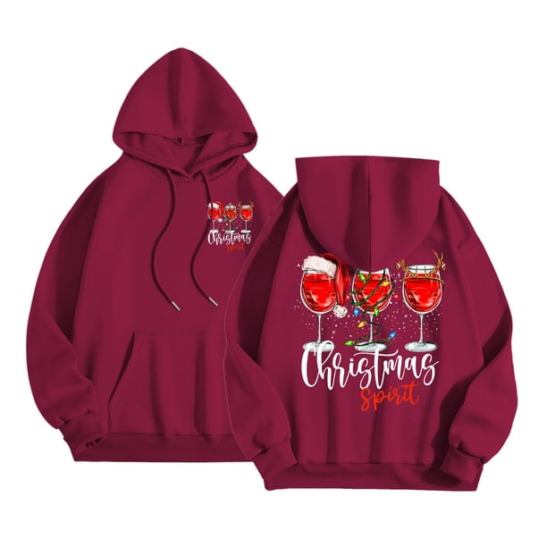 WILLBEST Sudadera de Mujer con Estampado de Letras, Sudadera con Capucha de Manga Larga y Bolsillos, 75 Grande
