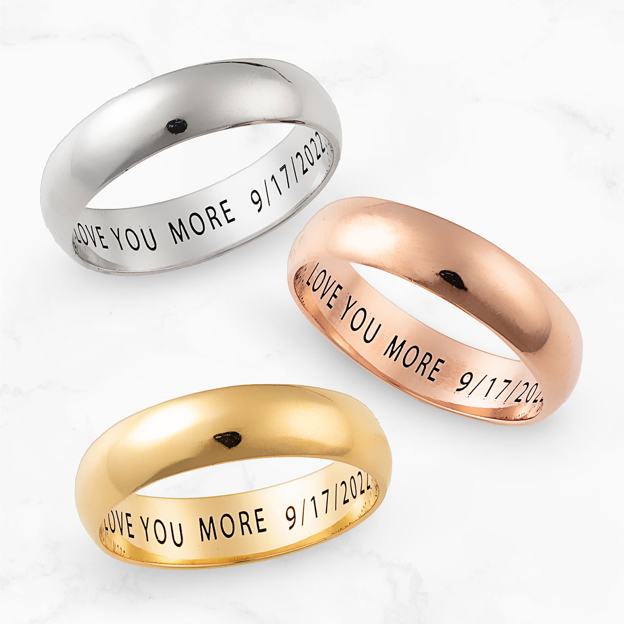 Vow & Forever Personalized Planet Bridal 14K Gold over Sterling Silver Inside Engraved Wedding Band (5mm) ,Women's