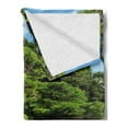 thumbnail image 2 of Peace Soft Flannel Fleece Throw Blanket, Stone Path in Japanese Garden Lake with Lotus Leaves Nature Scenery, Cozy Plush for Indoor and Outdoor Use, 60" x 80", Lime Green Sky Blue, by Ambesonne, 2 of 5