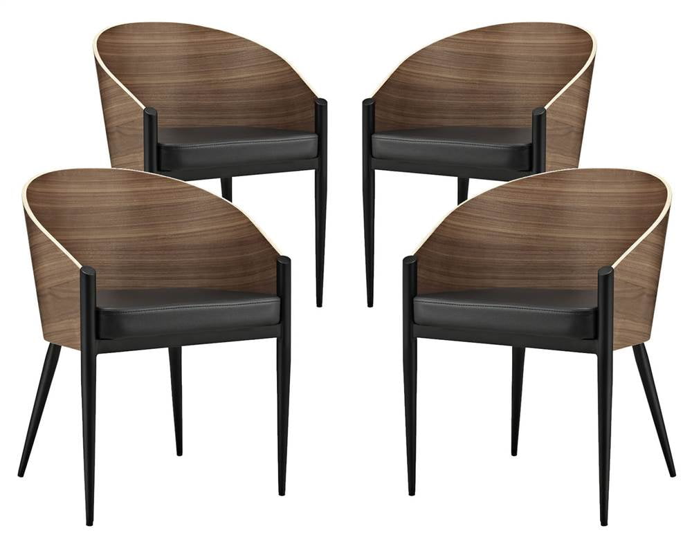 Dining Chairs in Walnut Finish Set of 4