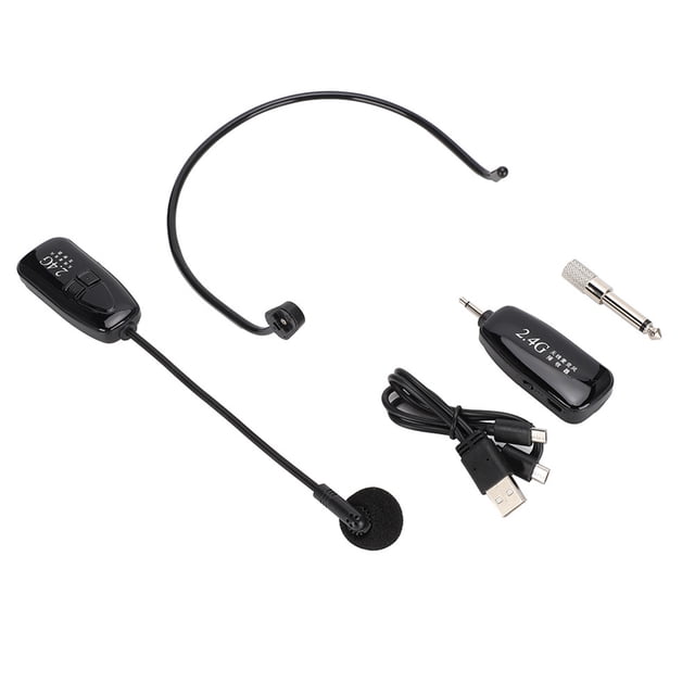 Auriculares inalámbricos de 2,4 G con micrófono, transmisor y receptor, emparejamiento automático portátil para guía de enseñanza.