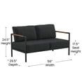 thumbnail image 5 of Emma + Oliver Black Aluminum Frame Loveseat with Teak Arm Accents and Charcoal Cushions, 5 of 11