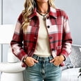 thumbnail image 6 of Enjoytime Fall Jackets for Women Plaid Lapel Collar Button Down Cropped Jacket Trendy Casual Coat Fashion Long Sleeve Outerwear, 6 of 7