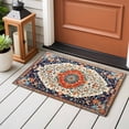thumbnail image 4 of 2x3 Ft Entryway Area Rug, Orange Blue Boho Kitchen Rug Runner Washable Floor Mat, Vintage Ethnic Geometric Abstract Non Slip Indoor Door Mat Throw Carpet for Bathroom Living Room Bedroom, 4 of 8