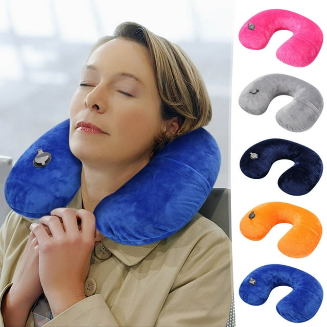 Xihbxyly Almohada de Viaje para El Cuello, Cojín Inflable En Forma de U, Textura Suave y Cálida, Fácil de Inflar y Desinflar, Cómoda para Aviones y Hoteles, Compacta y Ligera, Tamaño 34 X 26 X 12 Cm.