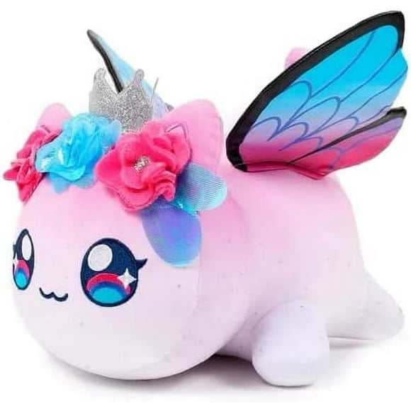 Cute Cat Meemeows Plushies Meemeows Angel and Demon Cat Plushie Cat Food Plushies Cat Mee Meow Anime Cartoon Cat Figure Plush Toy Stuffed Pillow Gift for Fans Kids (Butterfly Cat)