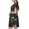 thumbnail image 2 of Rocae Stylish Avian Gathering for Dresses Summer Casual Ruffle Short Sleeve Cute Crew Neck Flowy Dress with Pockets, 2 of 6
