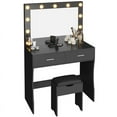 thumbnail image 5 of Furmax Makeup Vanity Table Set with Lights and Mirror Vanity Desk with Drawer and Chair, Black, 5 of 8