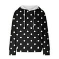 thumbnail image 5 of QATAINLAV Fall Outfits for Women 2024 Waffle Knit Hoodies Fashion Polka Dot Hooded Sweatshirts Casual Long Sleeve Pullover Tops with Pocket, Black, XXL, 5 of 7